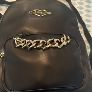 Love Moschino Black Backpack with Gold Accent